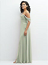 Side View Thumbnail - Celadon Chiffon Corset Maxi Dress with Removable Off-the-Shoulder Swags