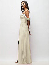 Alt View 5 Thumbnail - Champagne Chiffon Corset Maxi Dress with Removable Off-the-Shoulder Swags