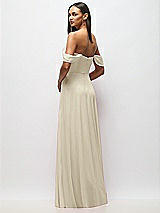 Alt View 6 Thumbnail - Champagne Chiffon Corset Maxi Dress with Removable Off-the-Shoulder Swags
