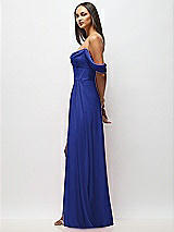 Alt View 5 Thumbnail - Cobalt Blue Chiffon Corset Maxi Dress with Removable Off-the-Shoulder Swags
