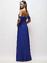 Alt View 6 Thumbnail - Cobalt Blue Chiffon Corset Maxi Dress with Removable Off-the-Shoulder Swags