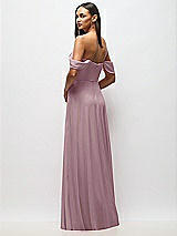 Alt View 6 Thumbnail - Dusty Rose Chiffon Corset Maxi Dress with Removable Off-the-Shoulder Swags