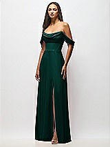 Alt View 4 Thumbnail - Evergreen Chiffon Corset Maxi Dress with Removable Off-the-Shoulder Swags