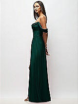 Alt View 5 Thumbnail - Evergreen Chiffon Corset Maxi Dress with Removable Off-the-Shoulder Swags