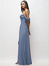 Alt View 5 Thumbnail - Larkspur Blue Chiffon Corset Maxi Dress with Removable Off-the-Shoulder Swags