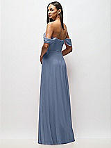 Alt View 6 Thumbnail - Larkspur Blue Chiffon Corset Maxi Dress with Removable Off-the-Shoulder Swags