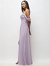 Alt View 5 Thumbnail - Lilac Haze Chiffon Corset Maxi Dress with Removable Off-the-Shoulder Swags