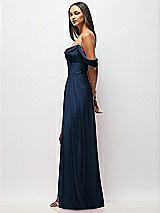 Alt View 5 Thumbnail - Midnight Navy Chiffon Corset Maxi Dress with Removable Off-the-Shoulder Swags