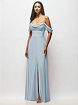 Alt View 4 Thumbnail - Mist Chiffon Corset Maxi Dress with Removable Off-the-Shoulder Swags