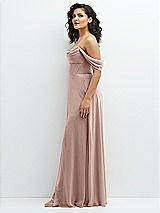 Side View Thumbnail - Neu Nude Chiffon Corset Maxi Dress with Removable Off-the-Shoulder Swags