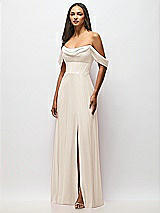 Alt View 4 Thumbnail - Oat Chiffon Corset Maxi Dress with Removable Off-the-Shoulder Swags