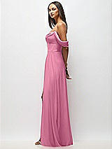 Alt View 5 Thumbnail - Orchid Pink Chiffon Corset Maxi Dress with Removable Off-the-Shoulder Swags