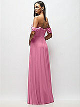 Alt View 6 Thumbnail - Orchid Pink Chiffon Corset Maxi Dress with Removable Off-the-Shoulder Swags