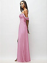 Alt View 5 Thumbnail - Powder Pink Chiffon Corset Maxi Dress with Removable Off-the-Shoulder Swags