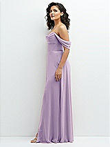 Side View Thumbnail - Pale Purple Chiffon Corset Maxi Dress with Removable Off-the-Shoulder Swags