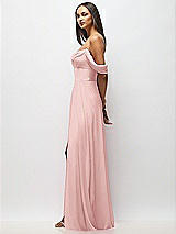 Alt View 5 Thumbnail - Rose Chiffon Corset Maxi Dress with Removable Off-the-Shoulder Swags