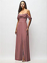 Alt View 4 Thumbnail - Rosewood Chiffon Corset Maxi Dress with Removable Off-the-Shoulder Swags