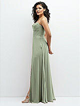 Alt View 2 Thumbnail - Sage Chiffon Corset Maxi Dress with Removable Off-the-Shoulder Swags