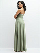 Alt View 3 Thumbnail - Sage Chiffon Corset Maxi Dress with Removable Off-the-Shoulder Swags