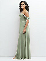 Side View Thumbnail - Sage Chiffon Corset Maxi Dress with Removable Off-the-Shoulder Swags