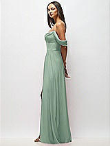 Alt View 5 Thumbnail - Seagrass Chiffon Corset Maxi Dress with Removable Off-the-Shoulder Swags