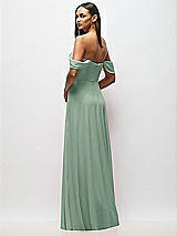 Alt View 6 Thumbnail - Seagrass Chiffon Corset Maxi Dress with Removable Off-the-Shoulder Swags