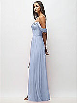 Alt View 5 Thumbnail - Sky Blue Chiffon Corset Maxi Dress with Removable Off-the-Shoulder Swags