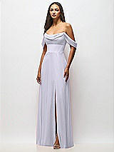 Alt View 4 Thumbnail - Silver Dove Chiffon Corset Maxi Dress with Removable Off-the-Shoulder Swags