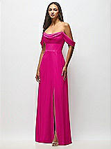 Alt View 4 Thumbnail - Think Pink Chiffon Corset Maxi Dress with Removable Off-the-Shoulder Swags
