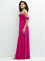 Side View Thumbnail - Think Pink Chiffon Corset Maxi Dress with Removable Off-the-Shoulder Swags