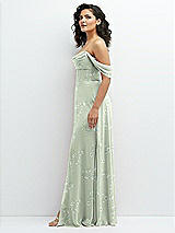 Side View Thumbnail - Vintage Primrose Sage Chiffon Corset Maxi Dress with Removable Off-the-Shoulder Swags