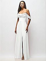 Alt View 4 Thumbnail - White Chiffon Corset Maxi Dress with Removable Off-the-Shoulder Swags