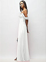 Alt View 5 Thumbnail - White Chiffon Corset Maxi Dress with Removable Off-the-Shoulder Swags
