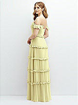 Alt View 3 Thumbnail - Butter Yellow Tiered Chiffon Maxi A-line Dress with Convertible Ruffle Straps