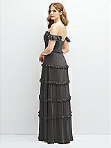 Alt View 3 Thumbnail - Caviar Gray Tiered Chiffon Maxi A-line Dress with Convertible Ruffle Straps