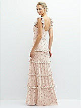 Rear View Thumbnail - Coquette Floral Print Tiered Chiffon Maxi A-line Dress with Convertible Ruffle Straps