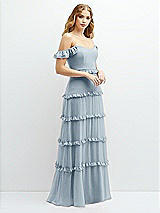 Alt View 2 Thumbnail - Mist Tiered Chiffon Maxi A-line Dress with Convertible Ruffle Straps