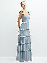 Side View Thumbnail - Mist Tiered Chiffon Maxi A-line Dress with Convertible Ruffle Straps