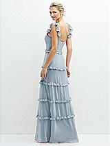 Rear View Thumbnail - Mist Tiered Chiffon Maxi A-line Dress with Convertible Ruffle Straps