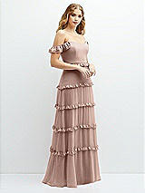 Alt View 2 Thumbnail - Neu Nude Tiered Chiffon Maxi A-line Dress with Convertible Ruffle Straps