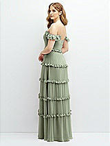 Alt View 3 Thumbnail - Sage Tiered Chiffon Maxi A-line Dress with Convertible Ruffle Straps