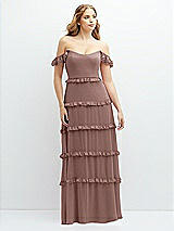 Alt View 1 Thumbnail - Sienna Tiered Chiffon Maxi A-line Dress with Convertible Ruffle Straps