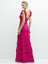 Rear View Thumbnail - Think Pink Tiered Chiffon Maxi A-line Dress with Convertible Ruffle Straps