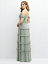 Alt View 3 Thumbnail - Willow Green Tiered Chiffon Maxi A-line Dress with Convertible Ruffle Straps