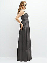 Side View Thumbnail - Caviar Gray Modern Regency Chiffon Tiered Maxi Dress with Tie-Back