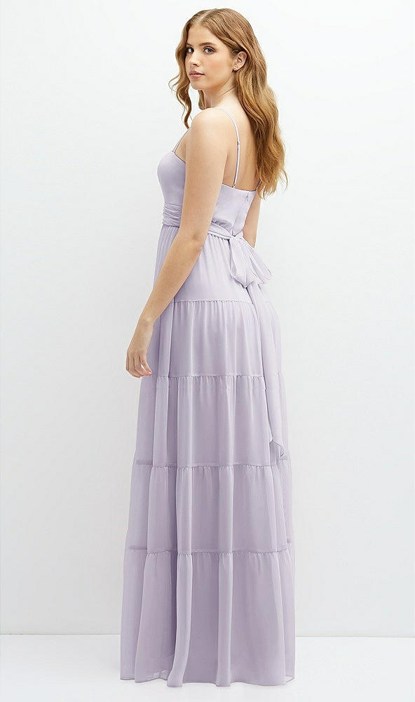 Back View - Moondance Modern Regency Chiffon Tiered Maxi Dress with Tie-Back