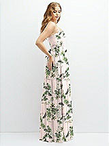 Side View Thumbnail - Palm Beach Print Modern Regency Chiffon Tiered Maxi Dress with Tie-Back