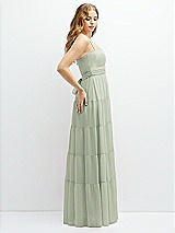 Side View Thumbnail - Celadon Modern Regency Chiffon Tiered Maxi Dress with Tie-Back