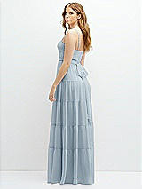 Rear View Thumbnail - Mist Modern Regency Chiffon Tiered Maxi Dress with Tie-Back