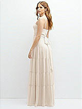 Rear View Thumbnail - Oat Modern Regency Chiffon Tiered Maxi Dress with Tie-Back